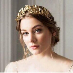 NEW Gold Leaf Grecian Tiara Crown Ethereal Bridal Bride Wedding Costume
